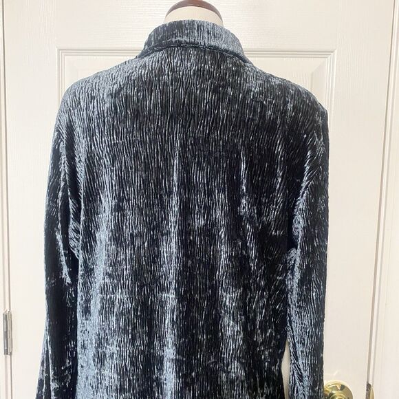 Soft Surroundings Maxime Button Front Velvet/Velour Crinkle Shirt Dress Size L - Picture 8 of 13